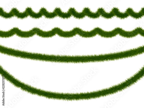 Set of Christmas garlands and borders for web and design.