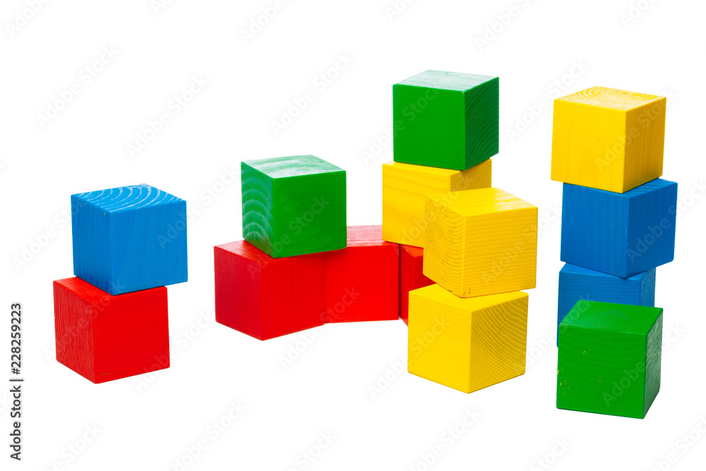Wooden building blocks isolated on white background Wooden building blocks isolated on white background