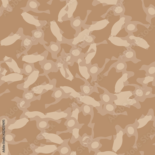 UFO military camouflage seamless pattern in different shades of beige and brown colors © Ko_Te