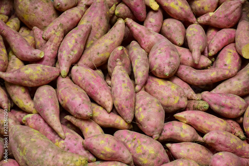 Sweet potato sold in the vegetable market.