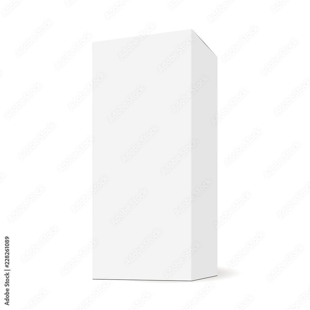 Tall box, rectangular mock up with side view. Sample for healthcare or cosmetic packaging design. Vector illustration Tall box, rectangular mock up with side view. Sample for healthcare or cosmetic packaging design. Vector illustration