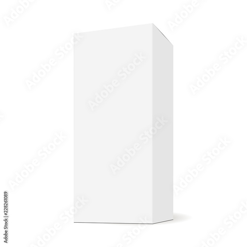 Tall box, rectangular mock up with side view. Sample for healthcare or cosmetic packaging design. Vector illustration