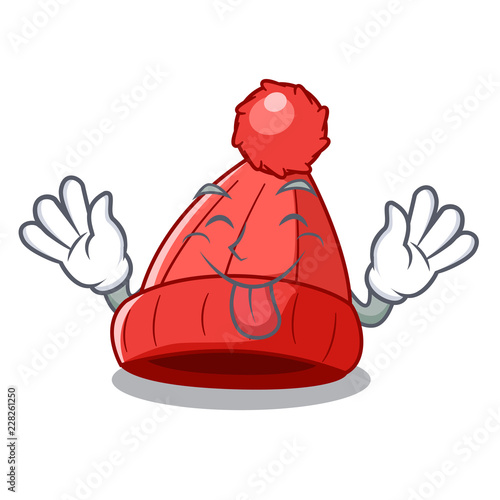 Tongue out beanie hat isolated on the mascot
