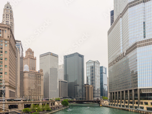View of Chicago downtown and skyscrapers, Illinois, USA 