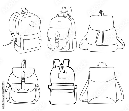 outline, simple sketch of a backpack