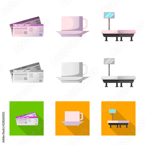 Isolated object of airport and airplane symbol. Collection of airport and plane stock symbol for web.