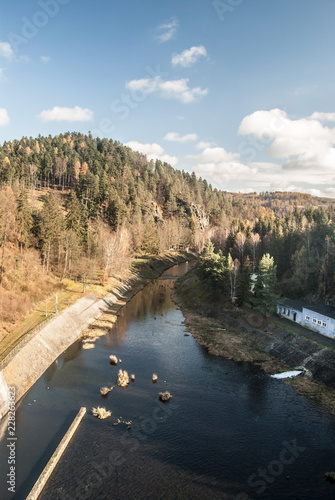 Moravice river bellow Kruzberk water reservoir in Czech republic