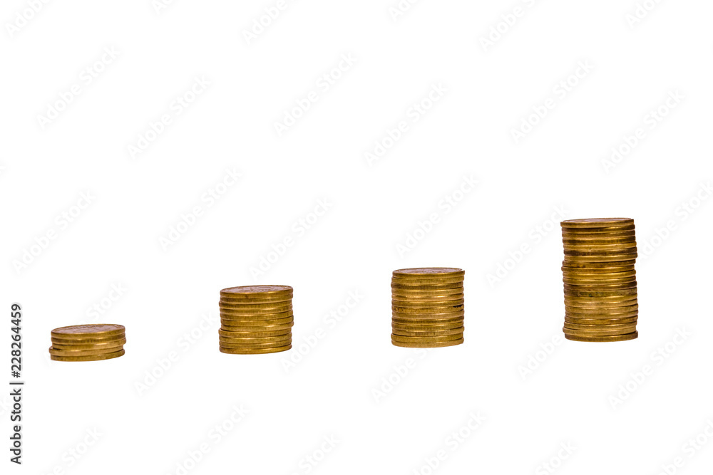 Stacks of the coins isolated on a white background Stacks of the coins isolated on a white background