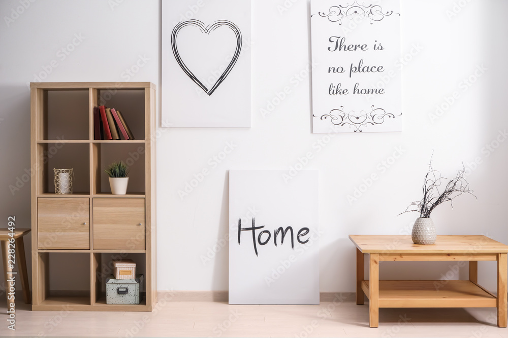 Fototapeta premium Beautiful pictures in interior of living room