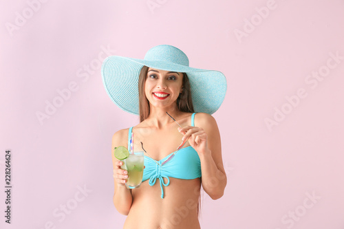 Beautiful woman in swimming...