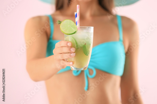 Beautiful woman in swimming...