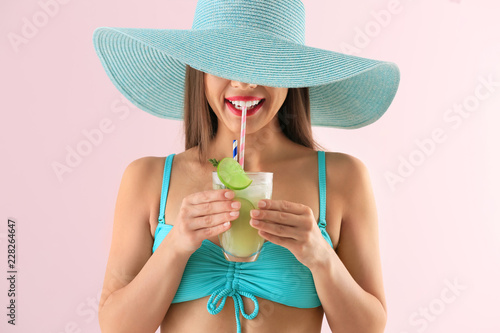 Beautiful woman in swimming...