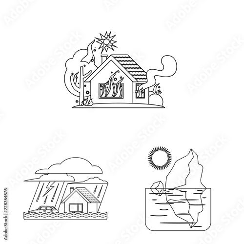 Vector design of natural and disaster sign. Set of natural and risk stock symbol for web.