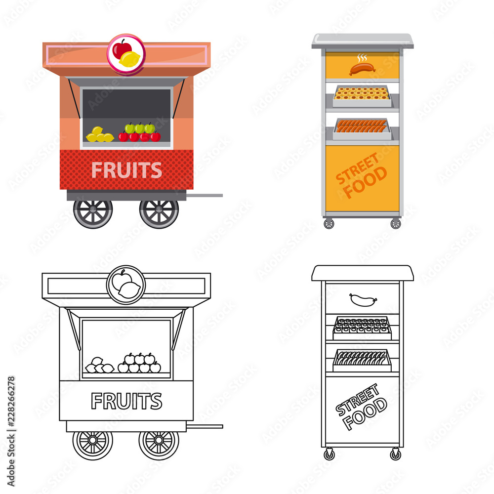 Vector design of market and exterior logo. Set of market and food stock symbol for web.