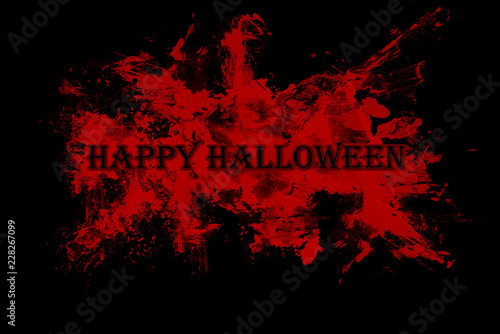 Happy Halloween text on red and black background