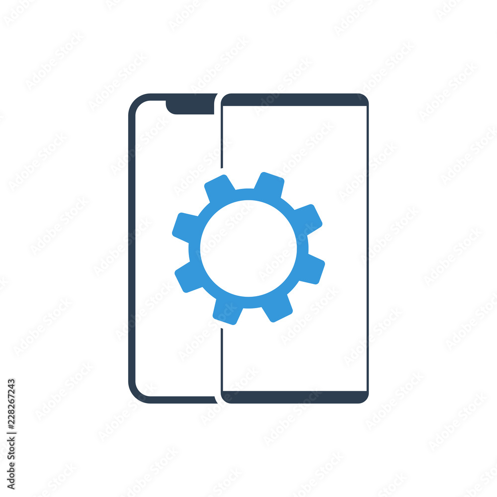 Vector Smartphone and Gear Icon Settings or Mobile. Vector Smartphone and Gear Icon Settings or Mobile.