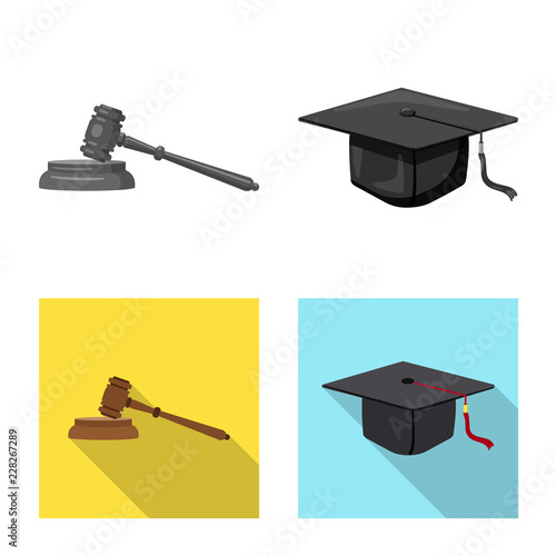 Isolated object of law and lawyer sign. Set of law and justice stock vector illustration.