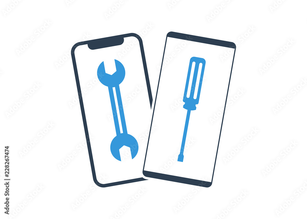 phone mobile repair logo. smartphone and tools. Service electronic technic. phone mobile repair logo. smartphone and tools. Service electronic technic.
