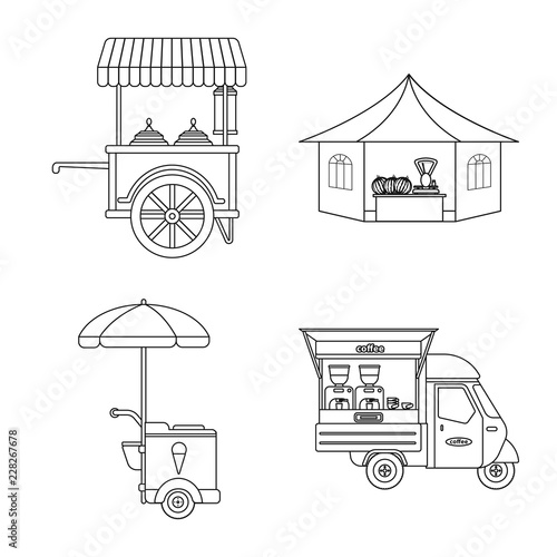 Isolated object of market and exterior icon. Set of market and food stock vector illustration.