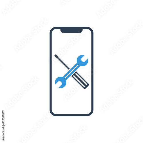 phone mobile repair logo. smartphone and tools. Service electronic technic. 