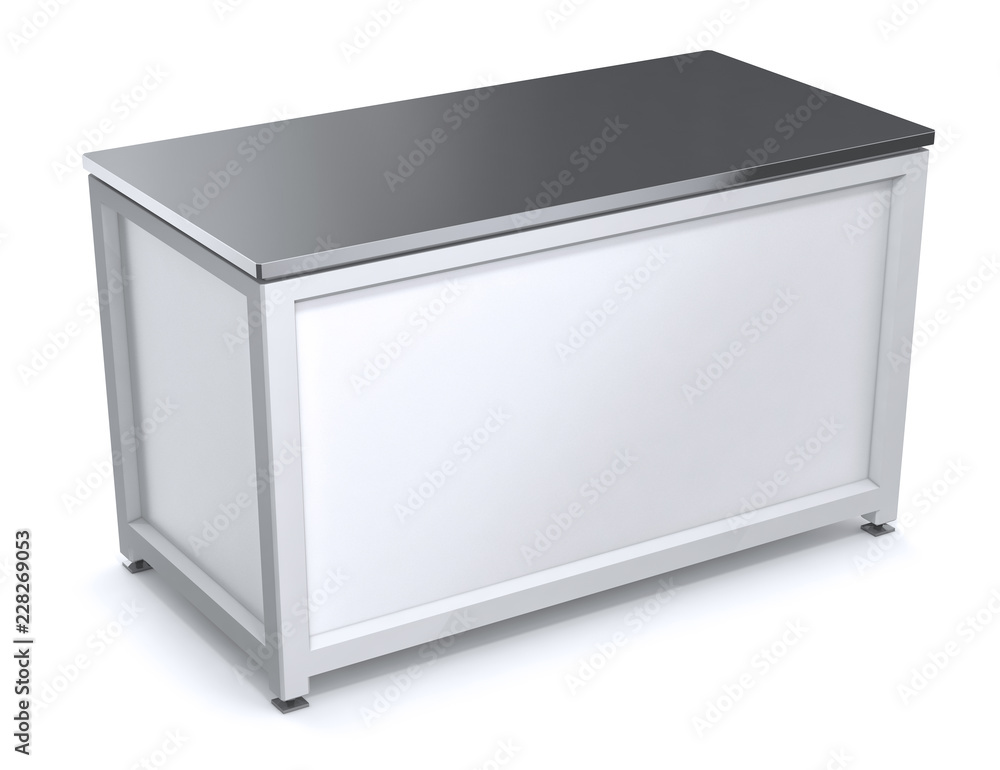 Table a curbstone working with a metal table-top. 3d illustration Table a curbstone working with a metal table-top. 3d illustration