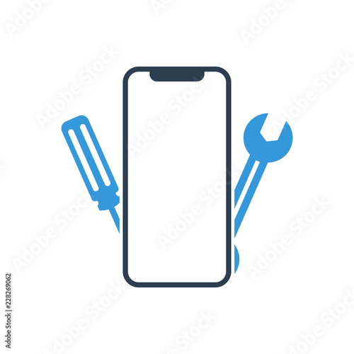 phone mobile repair logo. smartphone and tools. Service electronic technic. 