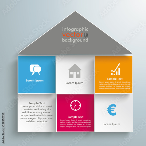 House Shape Colored Squares Infographic