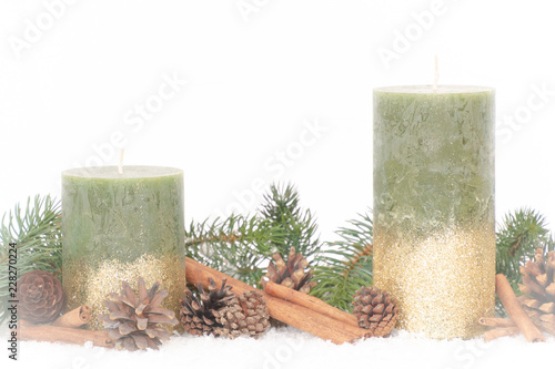 Christmas - Green Candles Background