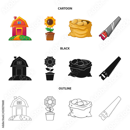 Vector design of farm and agriculture sign. Collection of farm and plant stock vector illustration.