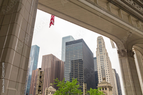 View of Chicago downtown and skyscrapers, Illinois, USA 