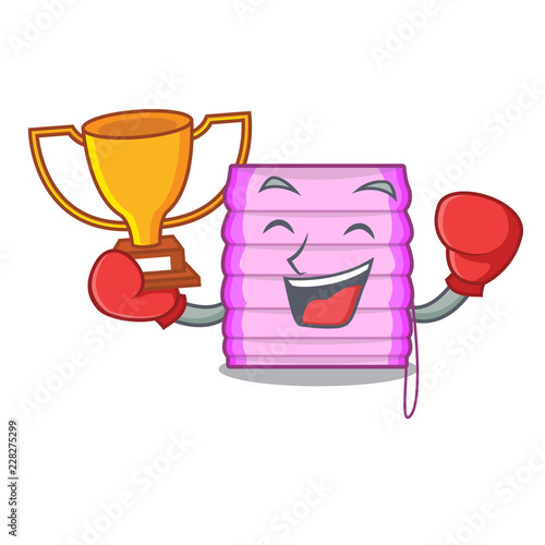 Boxing winner window with blinds isolated on mascot