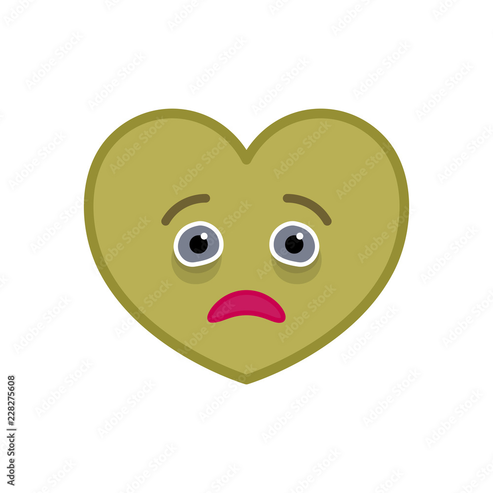 Diseased heart shaped funny emoticon icon. Sick pink emoji symbol ...