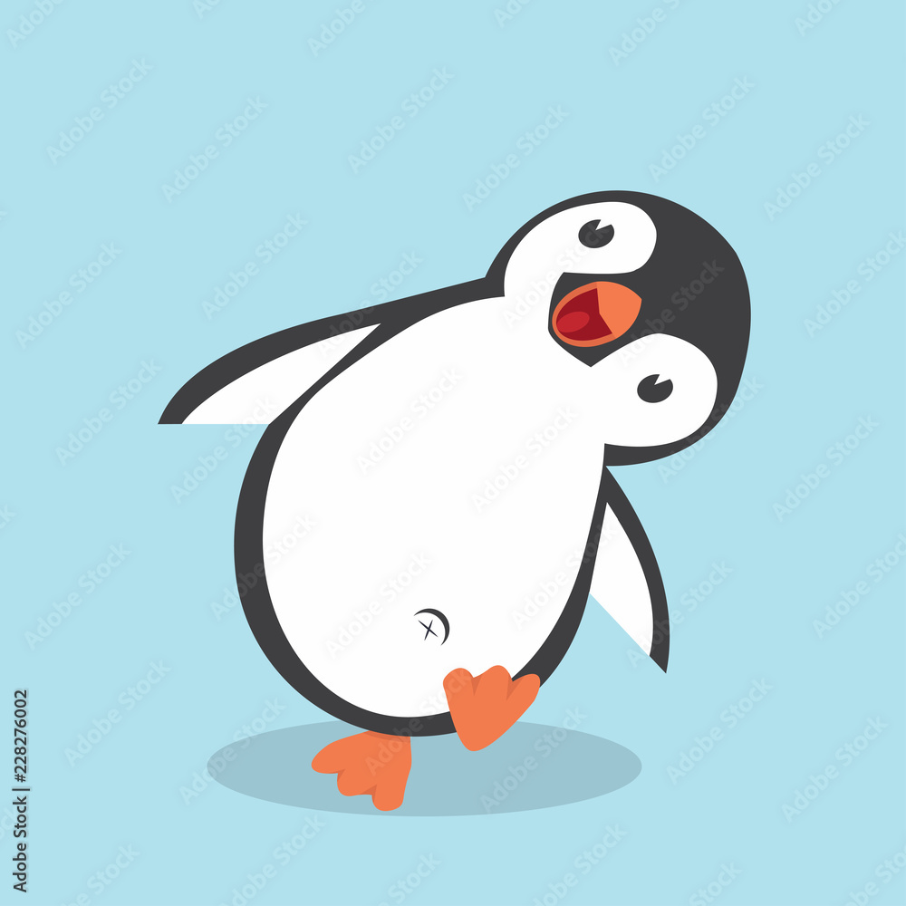 Obraz premium Ładny rysunek pingwina w stylu płaski