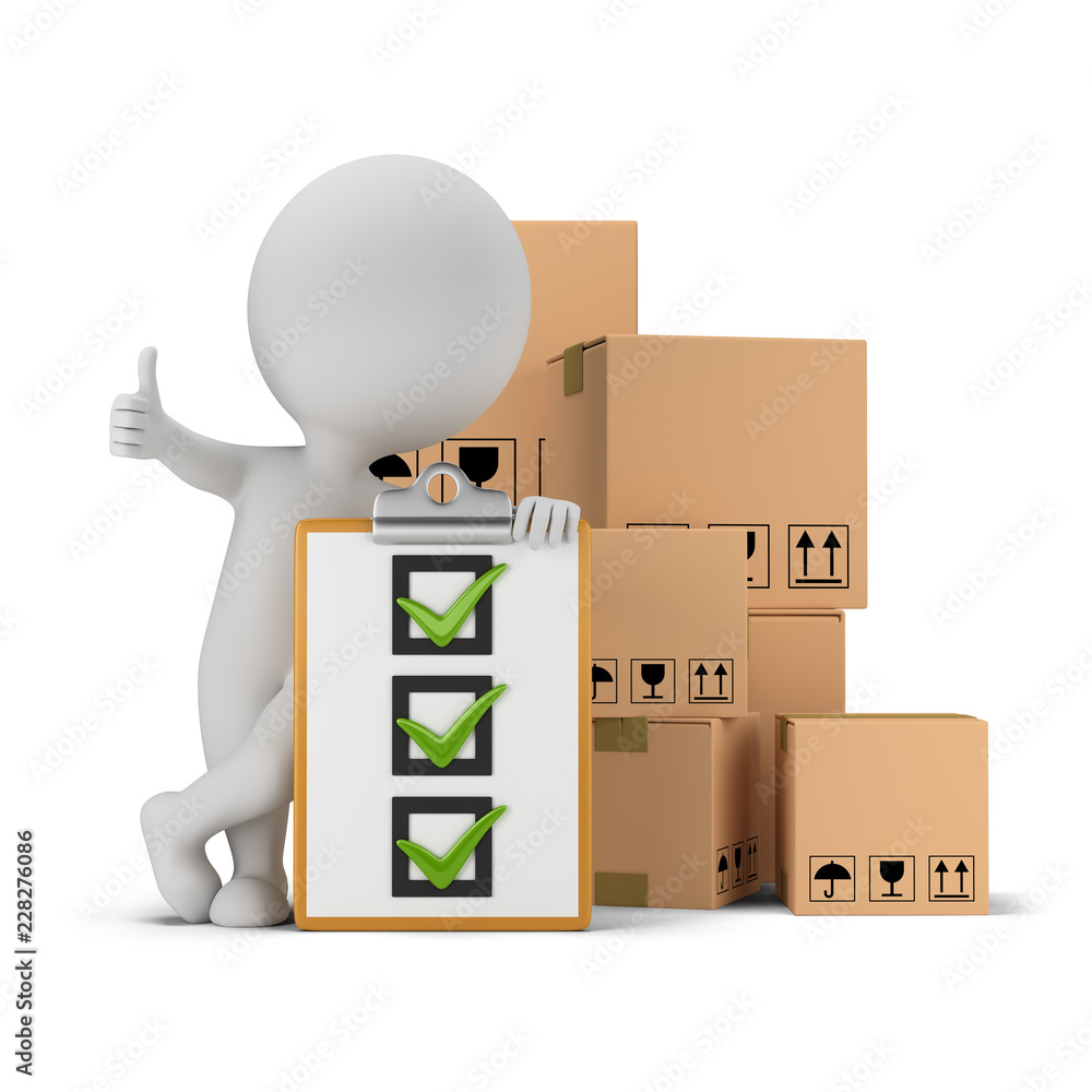 3d small people - checklist and boxes Stock Illustration