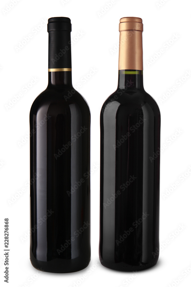 Bottles of red wine on white background Bottles of red wine on white background