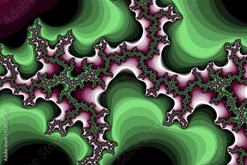 green neon fractal on dark background