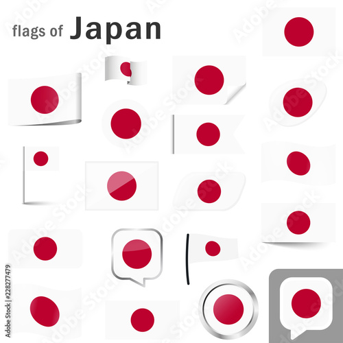 flags with country colors of Japan