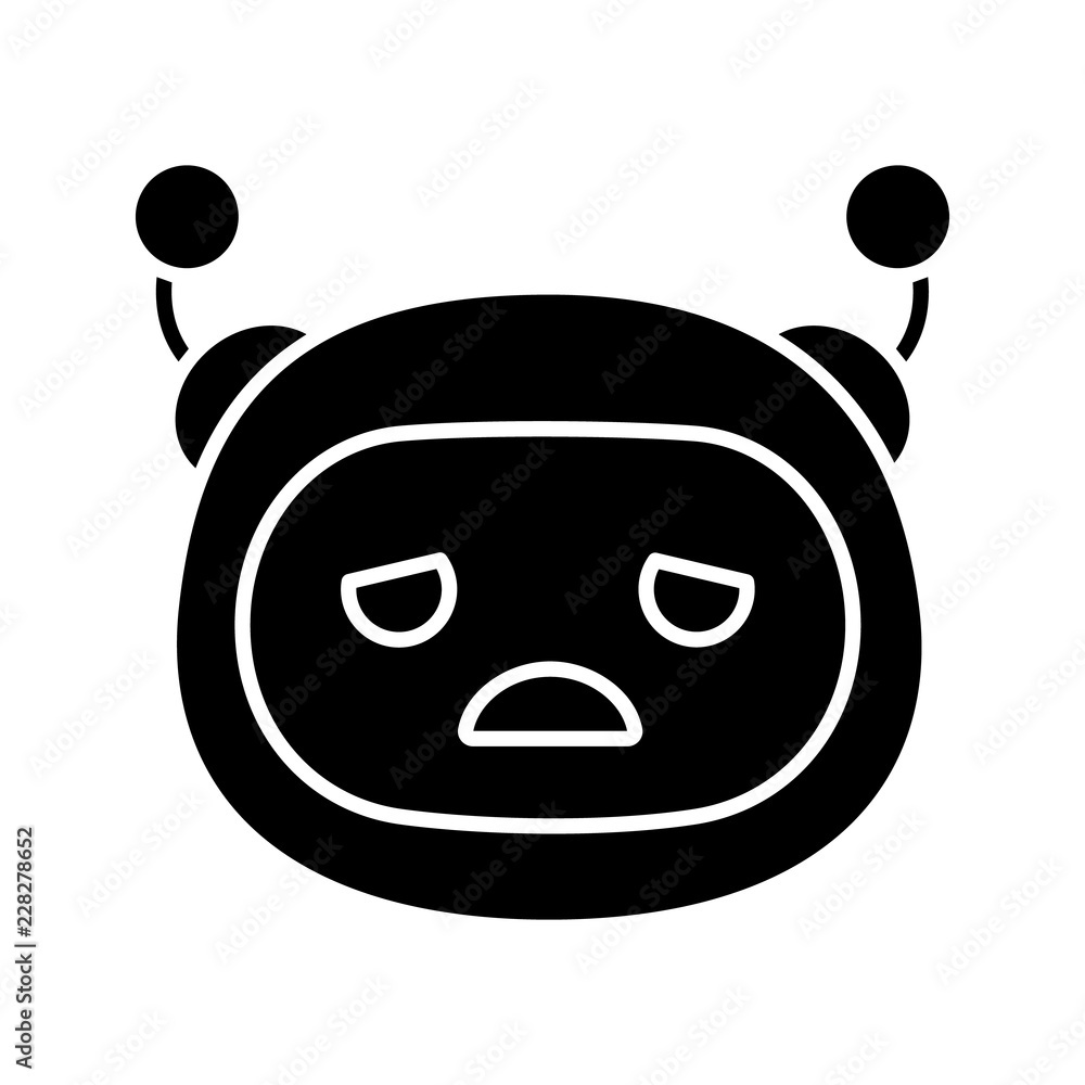Sad robot emoji glyph icon Sad robot emoji glyph icon