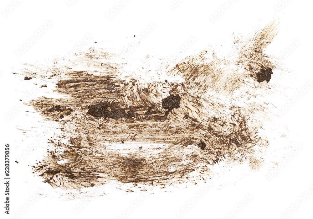 Foto Stock Wet mud, stains texture isolated on white background, top view |  Adobe Stock