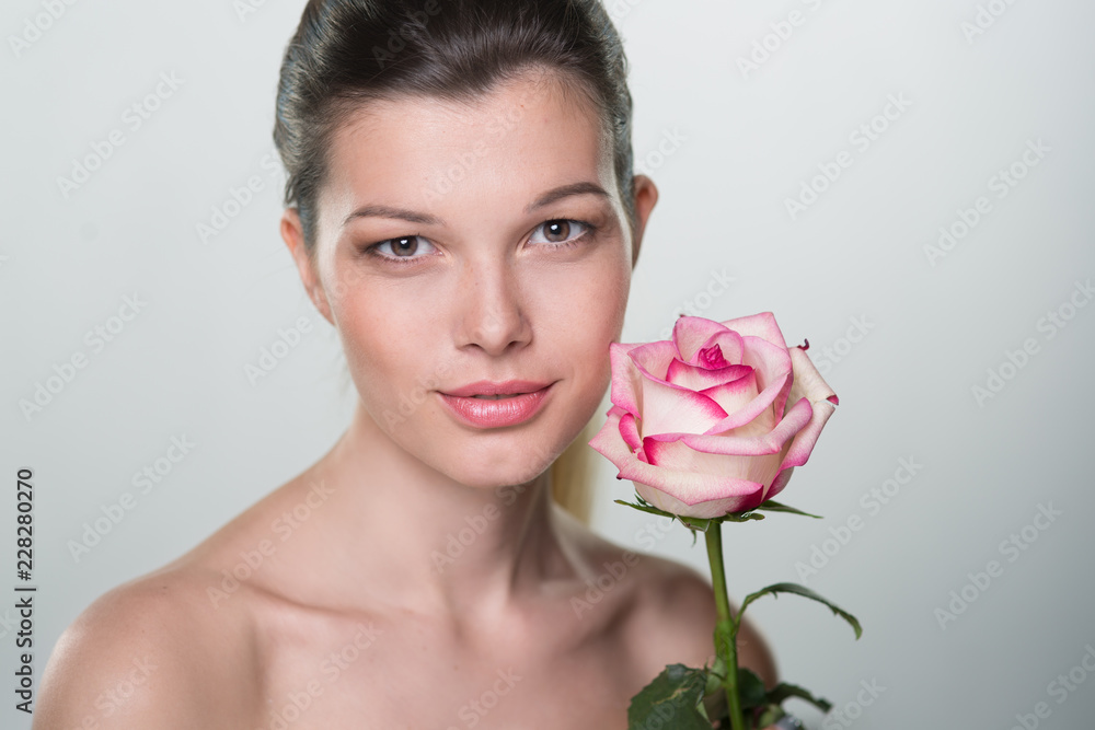 beautiful young woman with rose beautiful young woman with rose