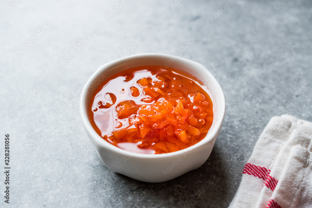 Carrot and Rose Jam in Ceramic Bowl / Mixed Marmalade Carrot and Rose Jam in Ceramic Bowl / Mixed Marmalade