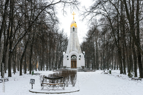 Chapel of Ryazan 900th Anniversary in the Kremlin park in Ryazan in winter, Russia. photo