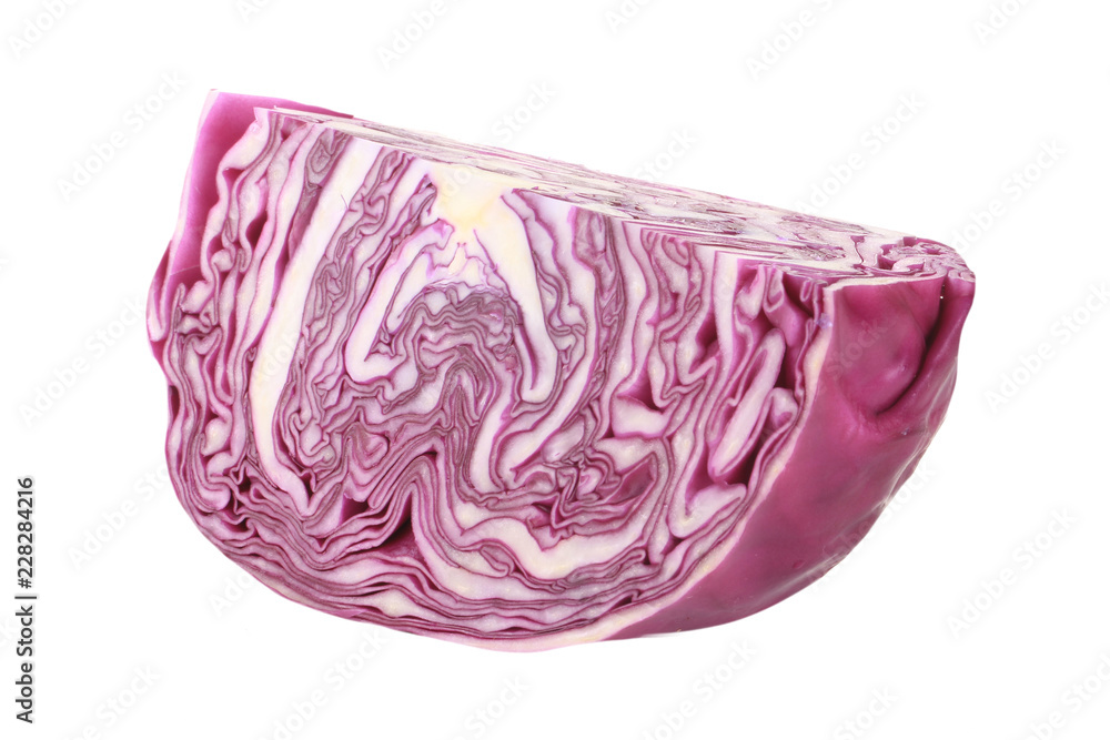 slice of purple cabbage isolated on white slice of purple cabbage isolated on white