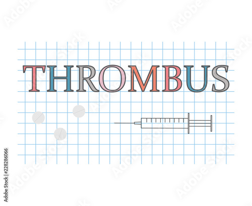 Thrombus word on checkered paper sheet- vector illustration