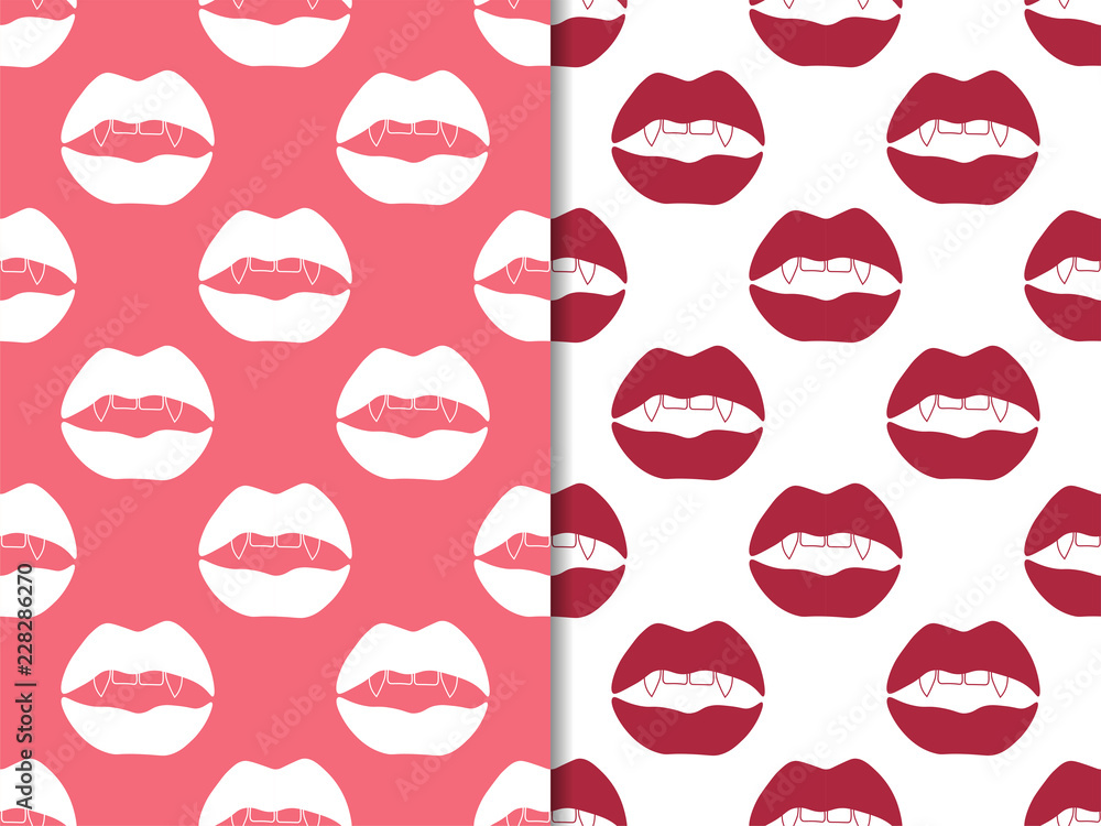 seamless abstract pattern with mouth, female lips, vampire teeth seamless abstract pattern with mouth, female lips, vampire teeth