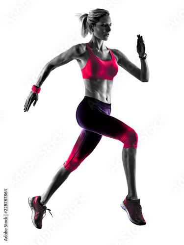 one caucasian woman sport runner running jogger jogging isolated on white background © snaptitude