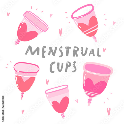 Menstrual cup vector pink illustration isolated on white