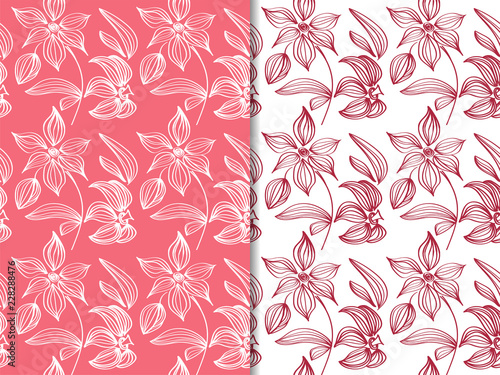 floral seamless pattern with flowers and leaves