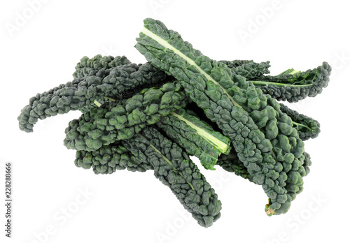 Group of black kale leaves isolated on a white background