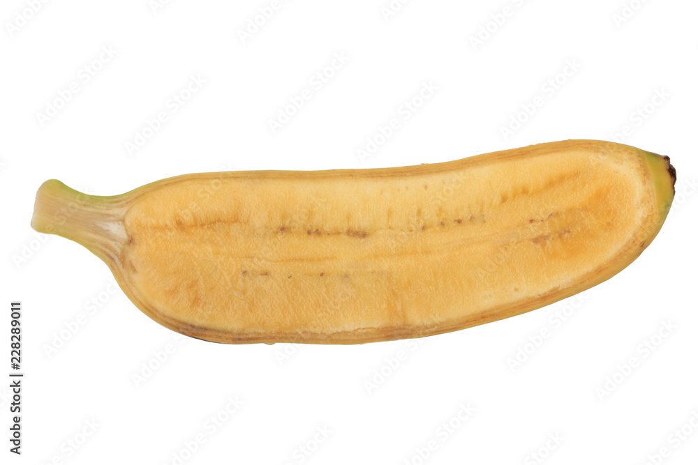 half of banana isolated on white background